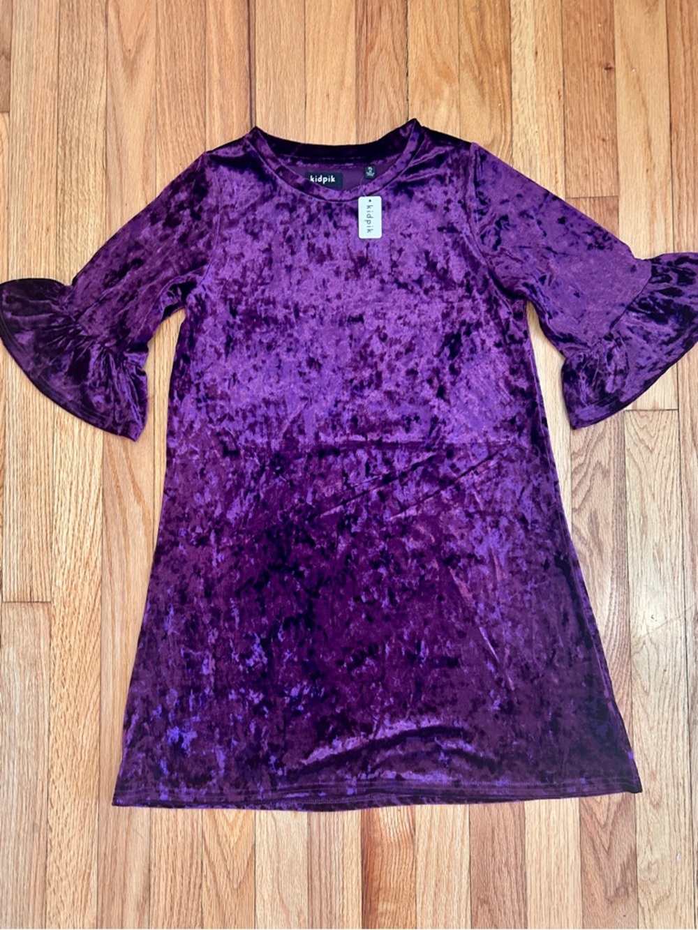 New kidpik Deep Purple Crushed Velvet Dress size girls XL (14)
